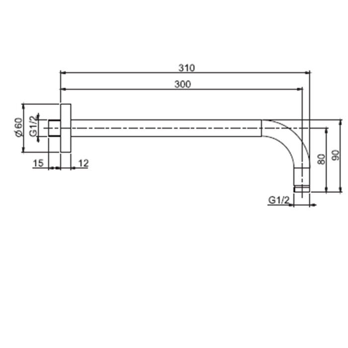 Fima Carlo Frattini Держатель верхнего душа 300 мм., для монтажа на стену, Wellness, F2138NS.30 цвет: чёрный