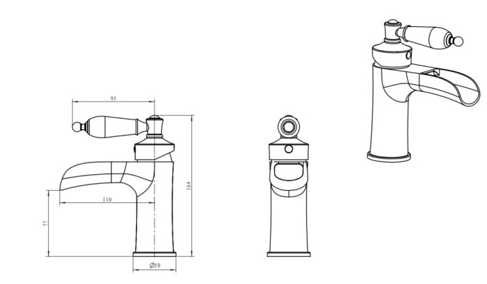 Смеситель для раковины gold с прозрачным swarovski, Boheme Vogue - 211-SW