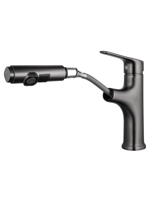 Смеситель для раковины с выдвижным изливом, Wonzon & Woghand, WW-AE4151-BGG цвет: графит