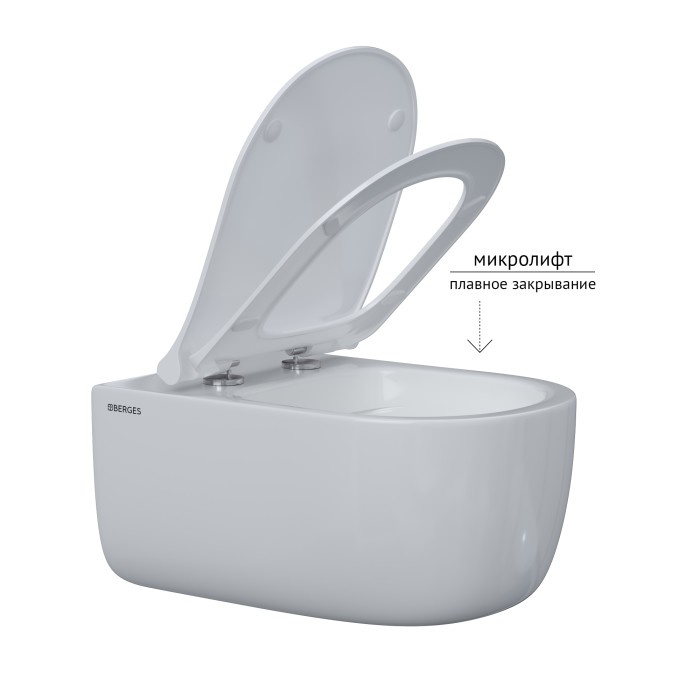 Комплект унитаза EGO XL Rimless с инсталляцией NOVUM525, кнопка D3 хром, сиденье Toma Slim SO, Berges арт. 043201