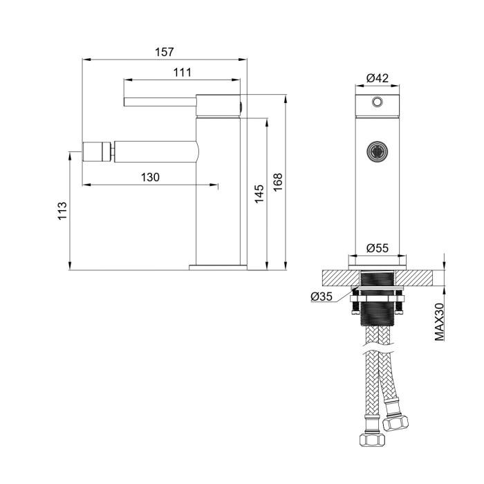 Смеситель для биде, Wonzon & Woghand Stick, WW-88339017-MW цвет: белый