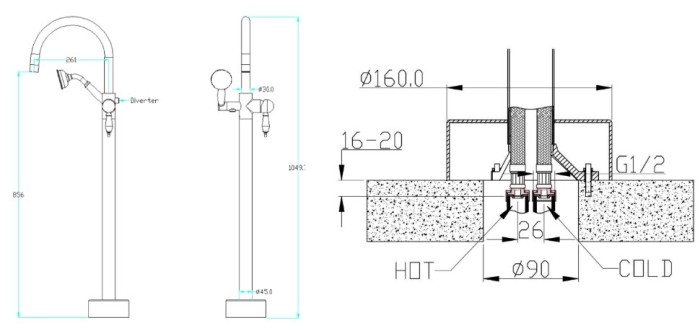Смеситель для ванны, золото, Imperiale Boheme 289