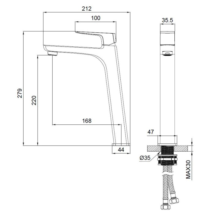 Смеситель для раковины высокий, Wonzon & Woghand Forza, WW-239031-CR цвет: хром