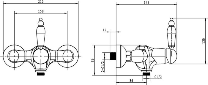 Смеситель для душа, бронза, Provanse Boheme 364