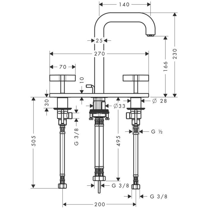 Смеситель для раковины Citterio Axor, полированное золото арт. 39134990