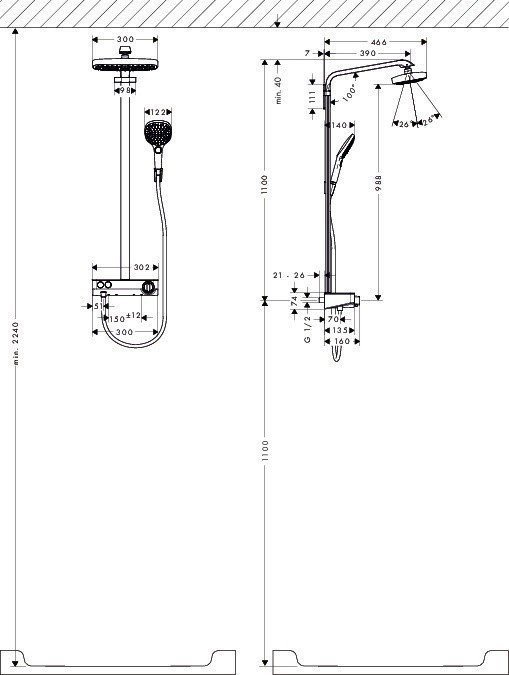 Душевая система с термостатом ShowerTablet Select 300 Raindance Select E Hansgrohe, хром арт. 27126000