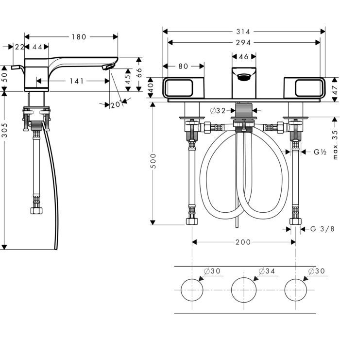 Смеситель для раковины Urquiola Axor, шлифованная бронза арт. 11040140