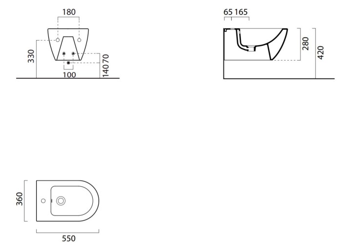 Биде подвисное 36х55 см, GSI Pura арт. 8865111