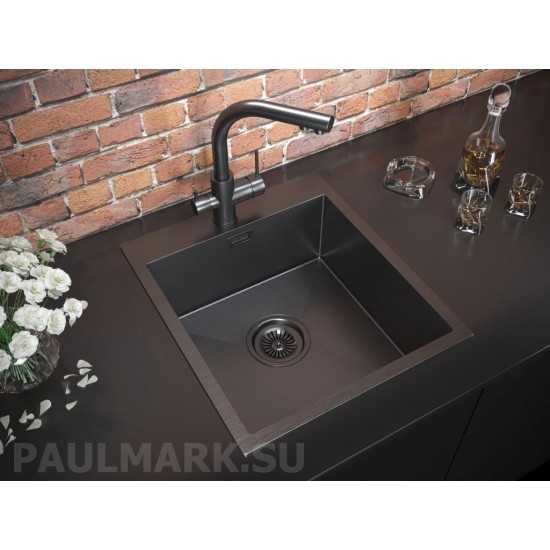 Мойка для кухни нержавеющая 450х510мм Paulmark NECKAR, вороненая сталь - PM804551-GM
