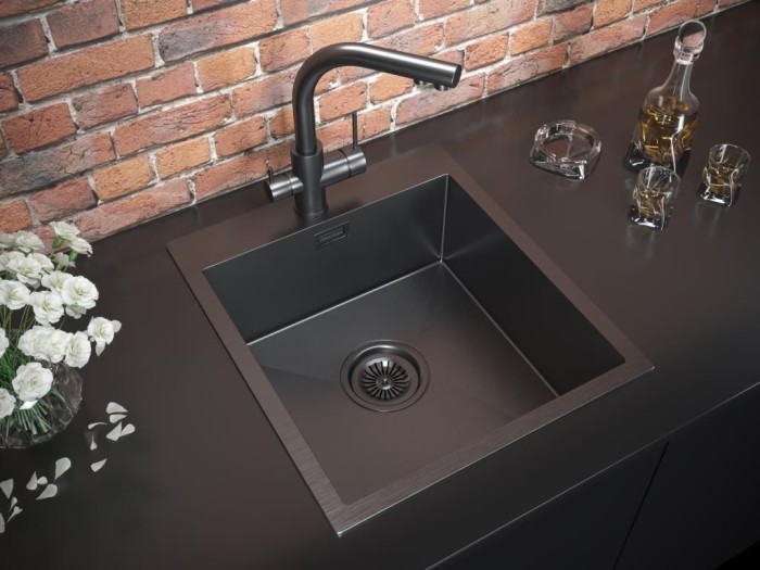 Мойка для кухни нержавеющая 450х510мм Paulmark NECKAR, вороненая сталь - PM804551-GM