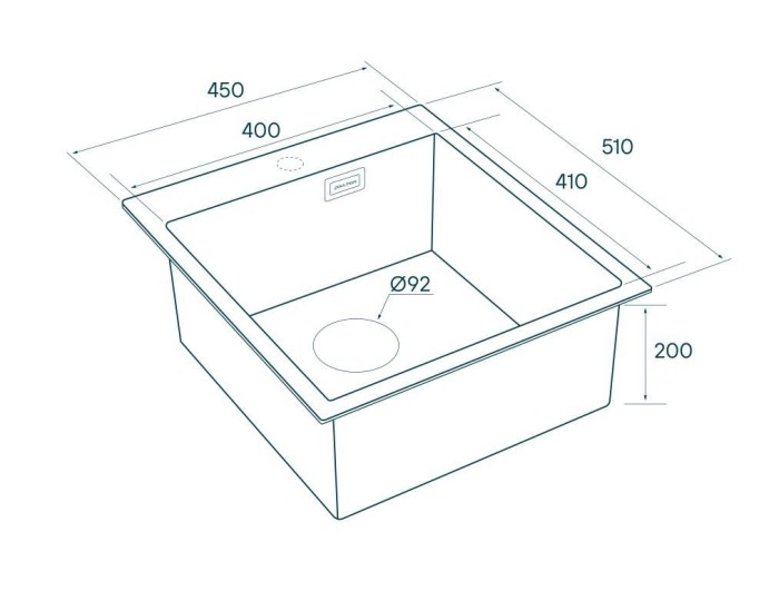 Мойка для кухни нержавеющая 450х510мм Paulmark NECKAR, вороненая сталь - PM804551-GM