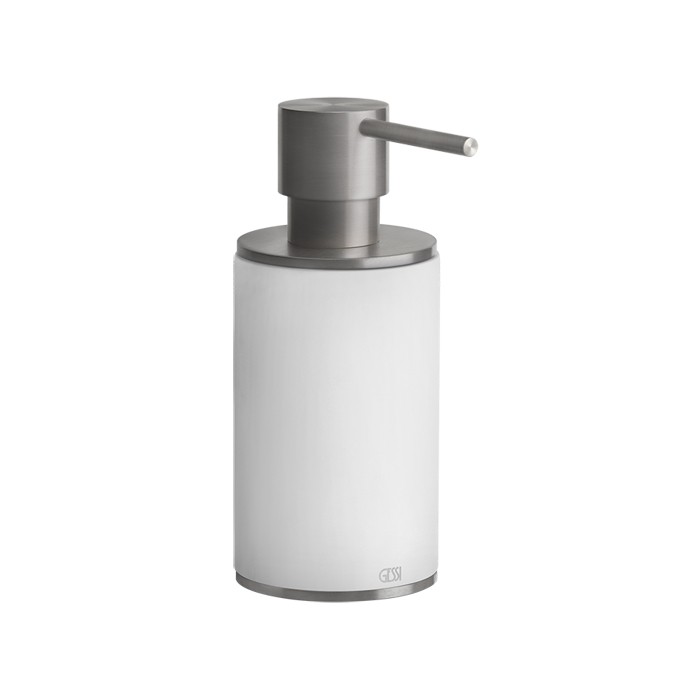Дозатор для жидкого мыла настольный, Gessi 316, шлифованная сталь/белый арт. 54737#239