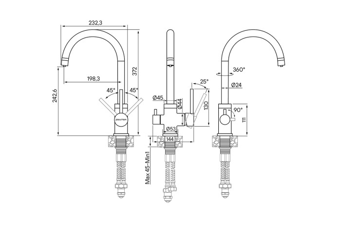 Смеситель для кухни  Paulmark ESSEN, бронза - Es213211-BR