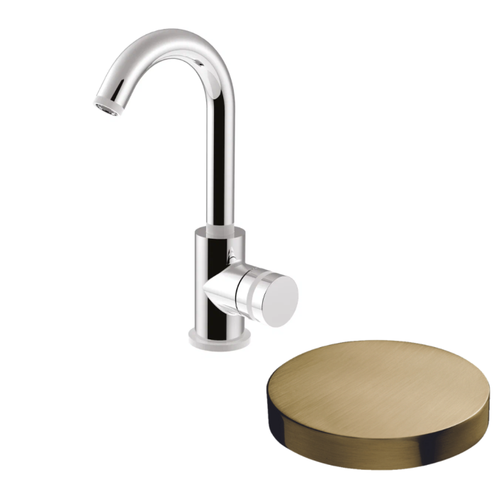 Смеситель для раковины, поворотный излив, однорычажный, Giulini My ring, золото брашированное арт. MR0085/SCOSP