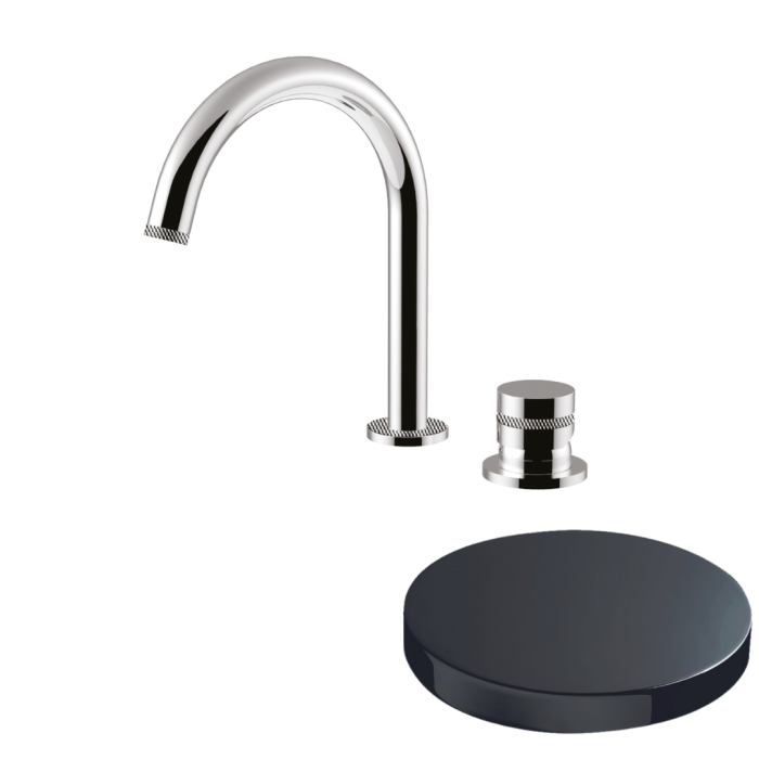 Смеситель для раковины на 2 отверстия, однорычажный, поворотный излив, без донного клапана, Giulini My ring deluxe, хром черный глянц арт. MR40/SCDLCRN