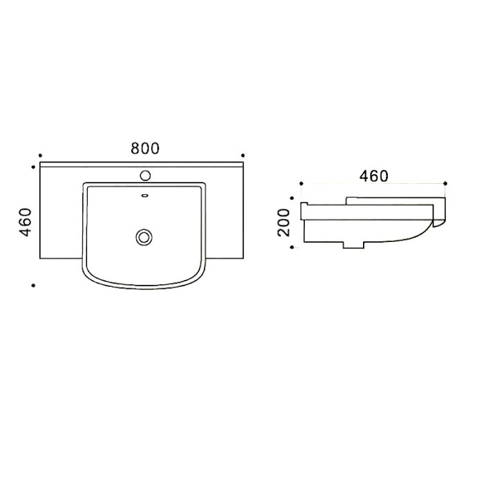 Раковина 80х46х20 подвесная, белая, Azario - AZ-40089