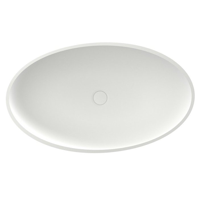 Раковина 650x400x200 накладная из искусственного камня, белая, Azario FRETTA ROUND - AZ-1214S