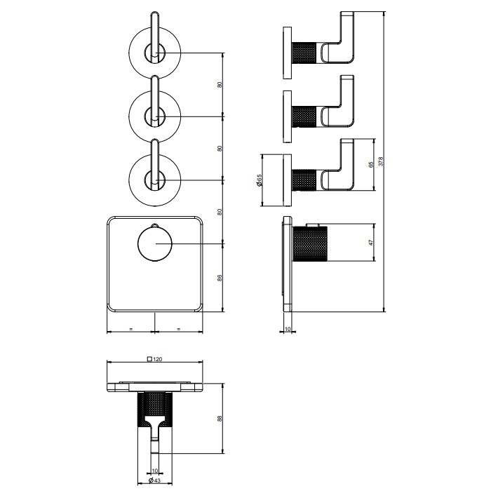 Встраиваемый термостатический смеситель на 3 источника, резьба 3/4", Gessi Inciso, хром арт. 58216#031