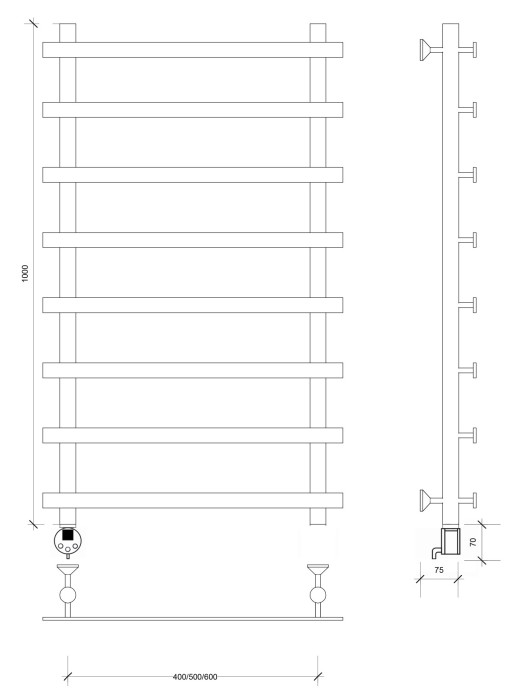 Полотенцесушитель электрический 100x70 Понтида 1 Secado арт. 4673739239193