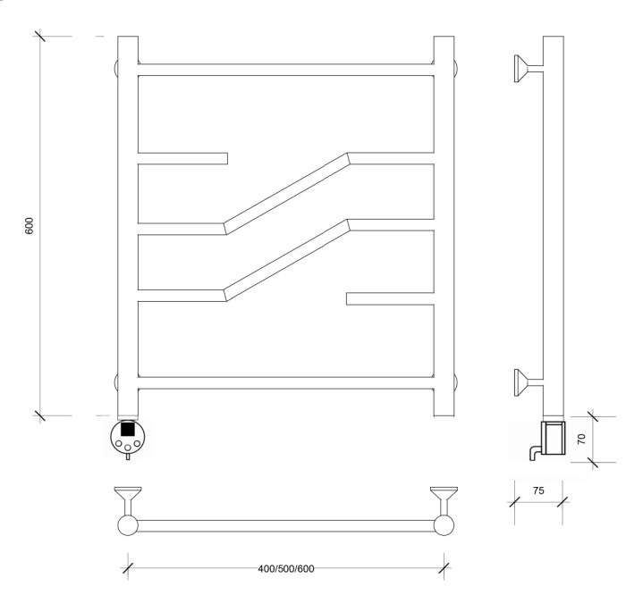 Полотенцесушитель электрический 60x60 Риволи Secado арт. 4673739241417