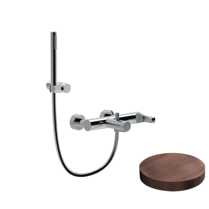 Однорычажный смеситель внешнего монтажа для ванны с душевым набором, Giulini, состаренная медь арт. 5701VR