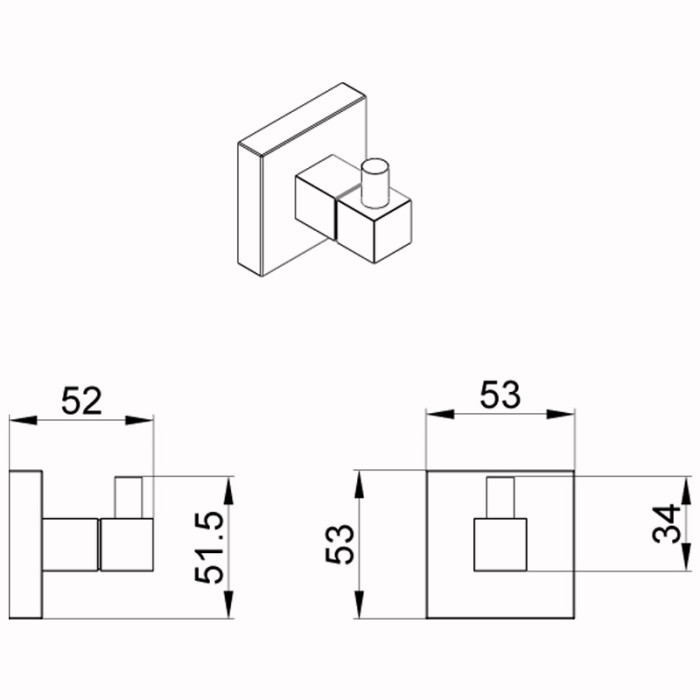 Крючок одинарный, хром, Azario Rina - AZ-87005