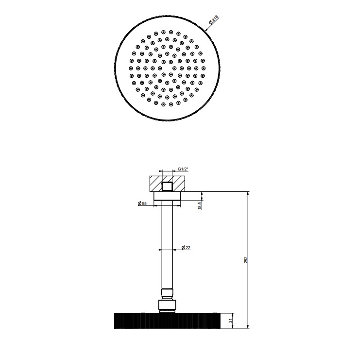 Верхний душ, потолочный, Gessi Ingranaggio, хром арт. 63552#031