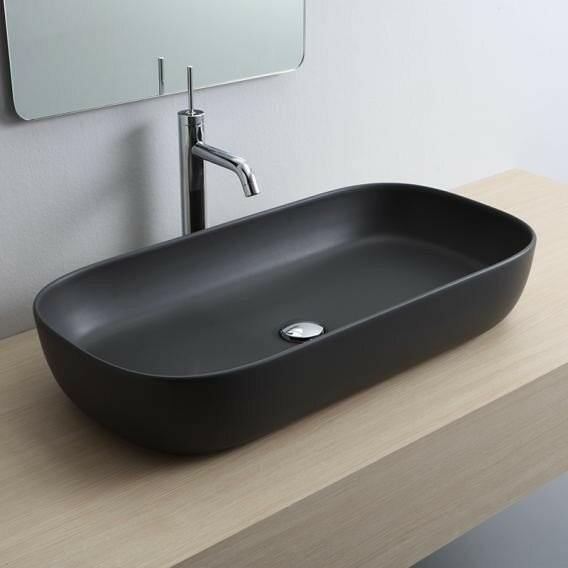 Раковина накладная, без перелива, без отверстий, цвет черный матовый с антибактериальным и грязеотталкивающим покрытием BIOKER, Scarabeo Glam - 1803 49 BK