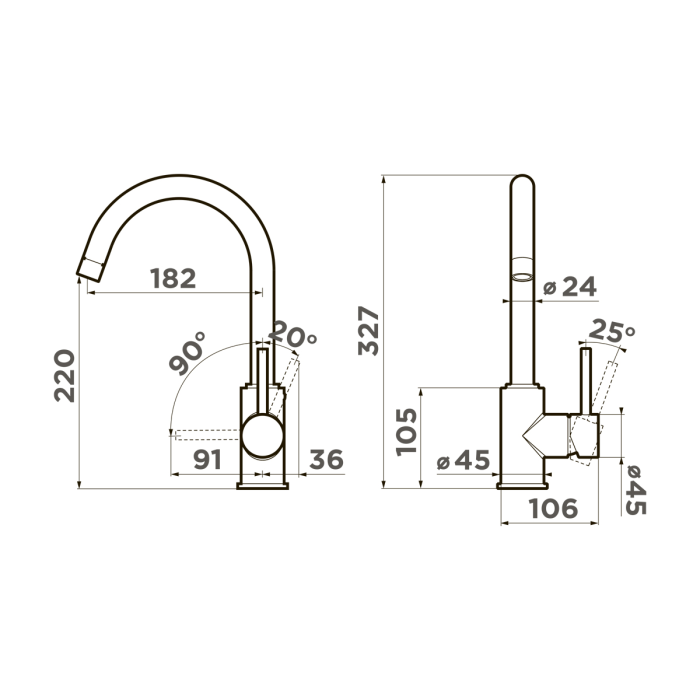 Смеситель для кухни Omoikiri Shinagawa-EV латунь, цвет эверест арт. 4994109