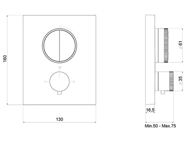 Душевая система Almar Core встраиваемая, с термостатом, верхний душ Velvet 30х30см, цвет черный матовый арт. SET-2.MB