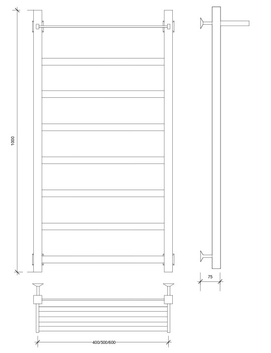 Полотенцесушитель водяной 100x50 Корсико 1 СП (хром) Secado арт. 4603759400228