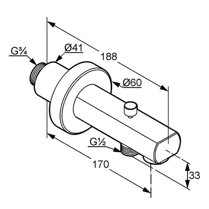 Излив для ванны с переключателем ванна, душ dn20, zenta Kludi, хром - 1350105