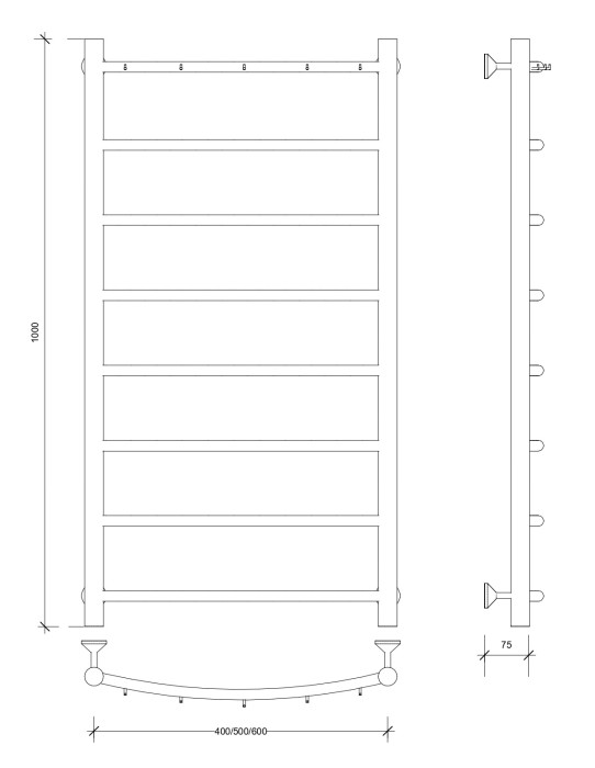 Полотенцесушитель водяной 100x50 Милан 1 К (хром) Secado арт. 4603759403106