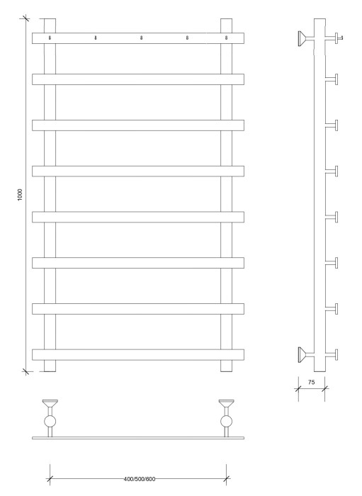 Полотенцесушитель водяной 100x60 Понтида 1 К (хром) Secado арт. 4603759401966