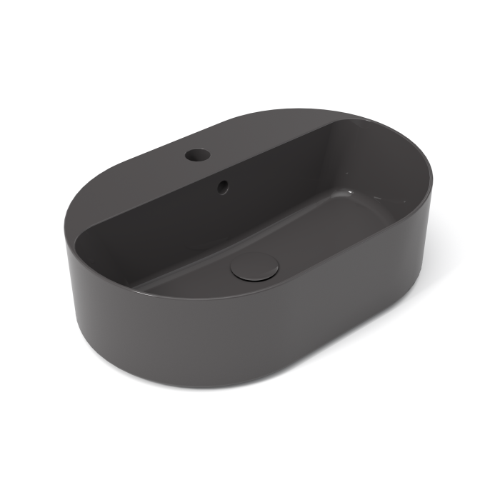 Накладная раковина с отверстием под смеситель, 60x40x17 cm, Olympia ceramica Open, серый глянцевый арт. OPE42OV60106