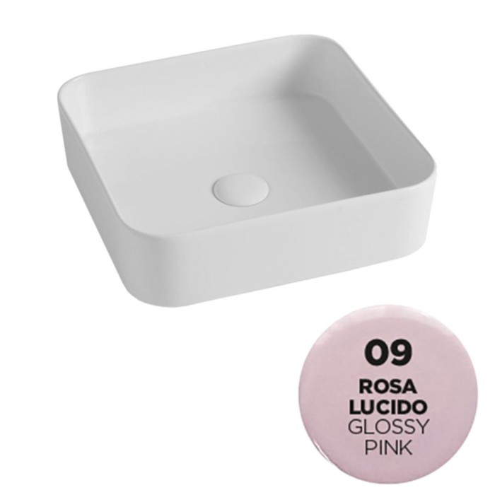 Накладная раковина, 40x40x11.5 см, Olympia ceramica Smash, розовый глянцевый арт. SMA42QU4009