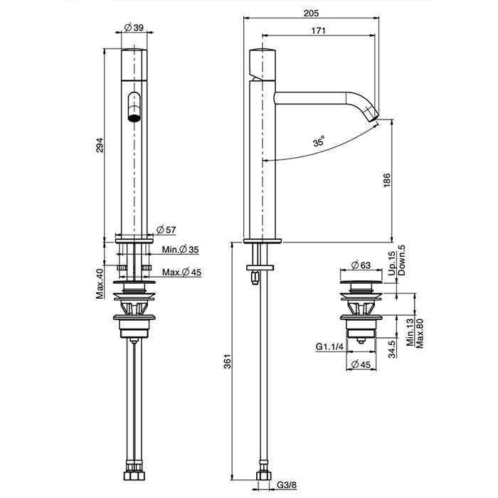 Fima Carlo Frattini Смеситель для раковины, на 1 отв., высокий, с донным клапаном, So, F3181/HOR цвет: золото
