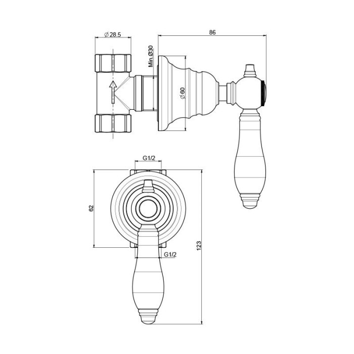 Fima Carlo Frattini Bell, Вентиль запорный 1/2, Bell, F5413/1CR цвет: хром