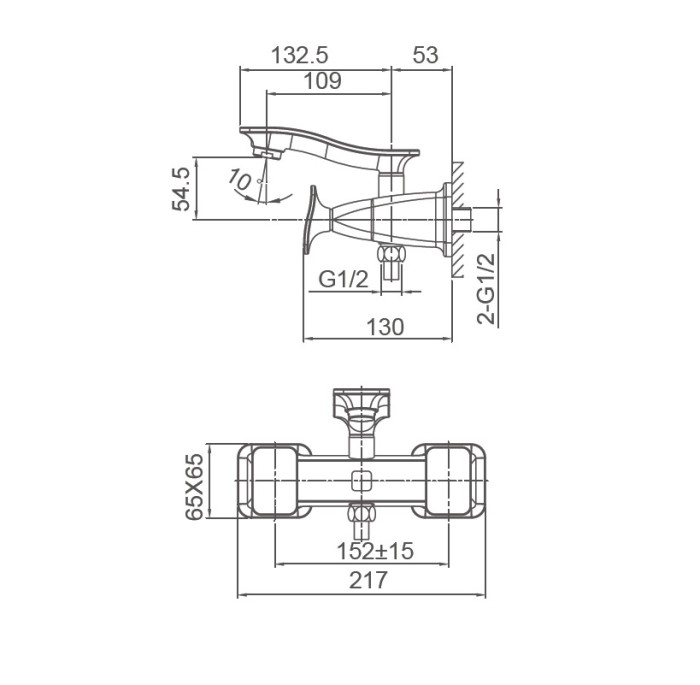 Смеситель для ванны, Wonzon & Woghand Shakespeare, WW-653101-CR цвет: хром