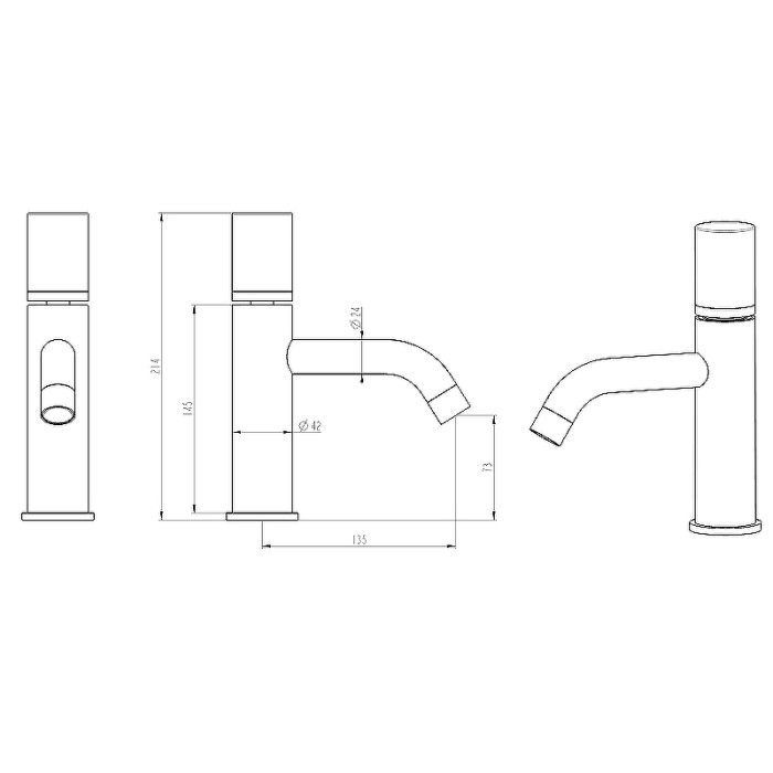Смеситель для умывальника white-black, Boheme Stick - 121-WB