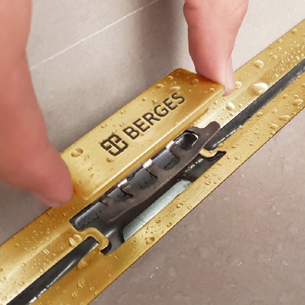 Душевой лоток BERGES SIMPEL 800, золото глянец, S-сифон D50/105 H50, арт.092012