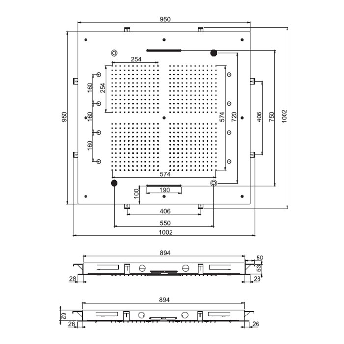 Fima Carlo Frattini Верхний душ Harmonia 95x95см, встраиваемый, 3 режима: дождь, 8 форсунок, 2 каскада; Bluetooth,хромотерапия LED, Wellness, F2900CR цвет: хром