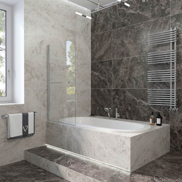 Шторка на ванну 800x1500, Veconi Palau, черный, стекло прозрачное арт. PL79B-80-01-C4