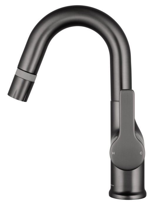 Смеситель для раковины с выдвижным изливом, Wonzon & Woghand, WW-FE01L212-BGG цвет: графит