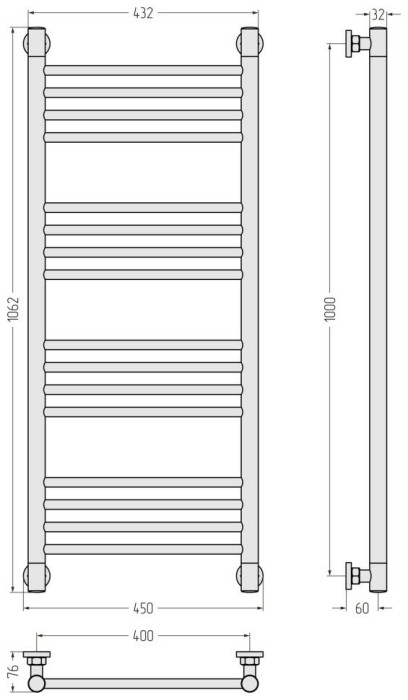 Сунержа Водяной полотенцесушитель 1000x400, Богема+ прямая, 071-0220-1040 цвет: сатин