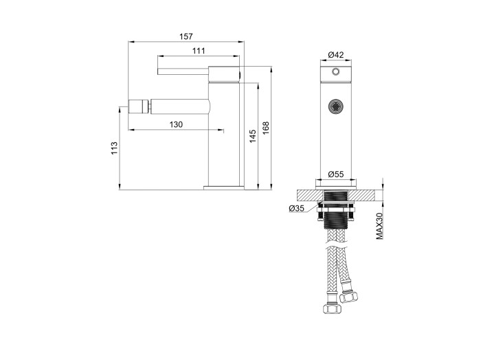 Смеситель для биде, Wonzon & Woghand Stick, WW-88339017-BG цвет: золото