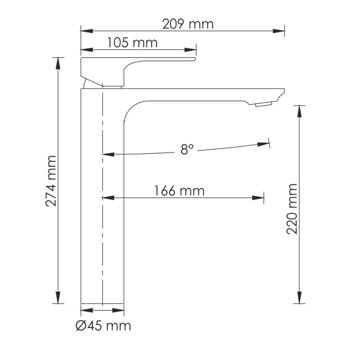 Смеситель для раковины Mindel 8500 WasserKRAFT арт. 8503H