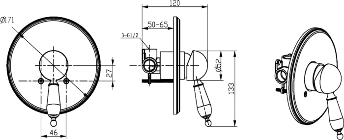 Смеситель для душа, бронза, Provanse Boheme 365