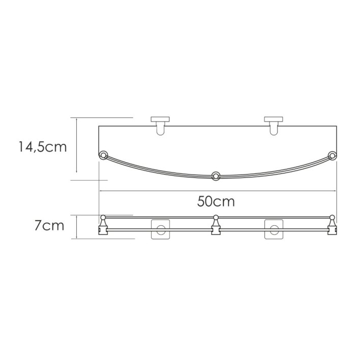 Полка стеклянная с бортиком WasserKRAFT Rhin K-8700 арт. K-8744