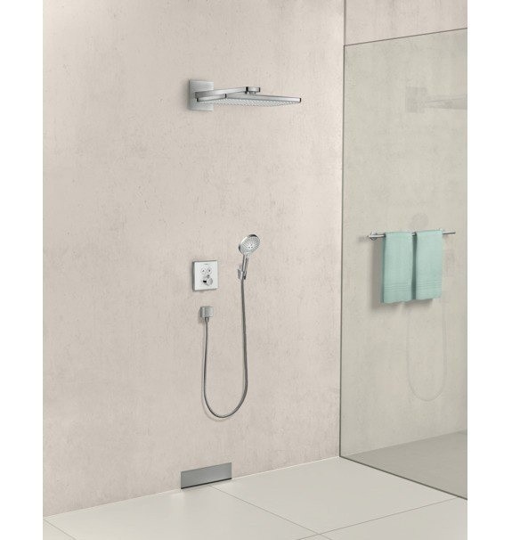 Верхний душ с настенным кронштейном Rainmaker Select Hansgrohe, белый, хром арт. 24003400